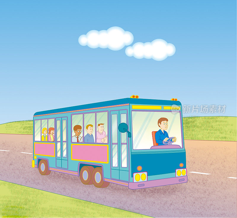 高速公路上载有乘客的巴士- jpg插图